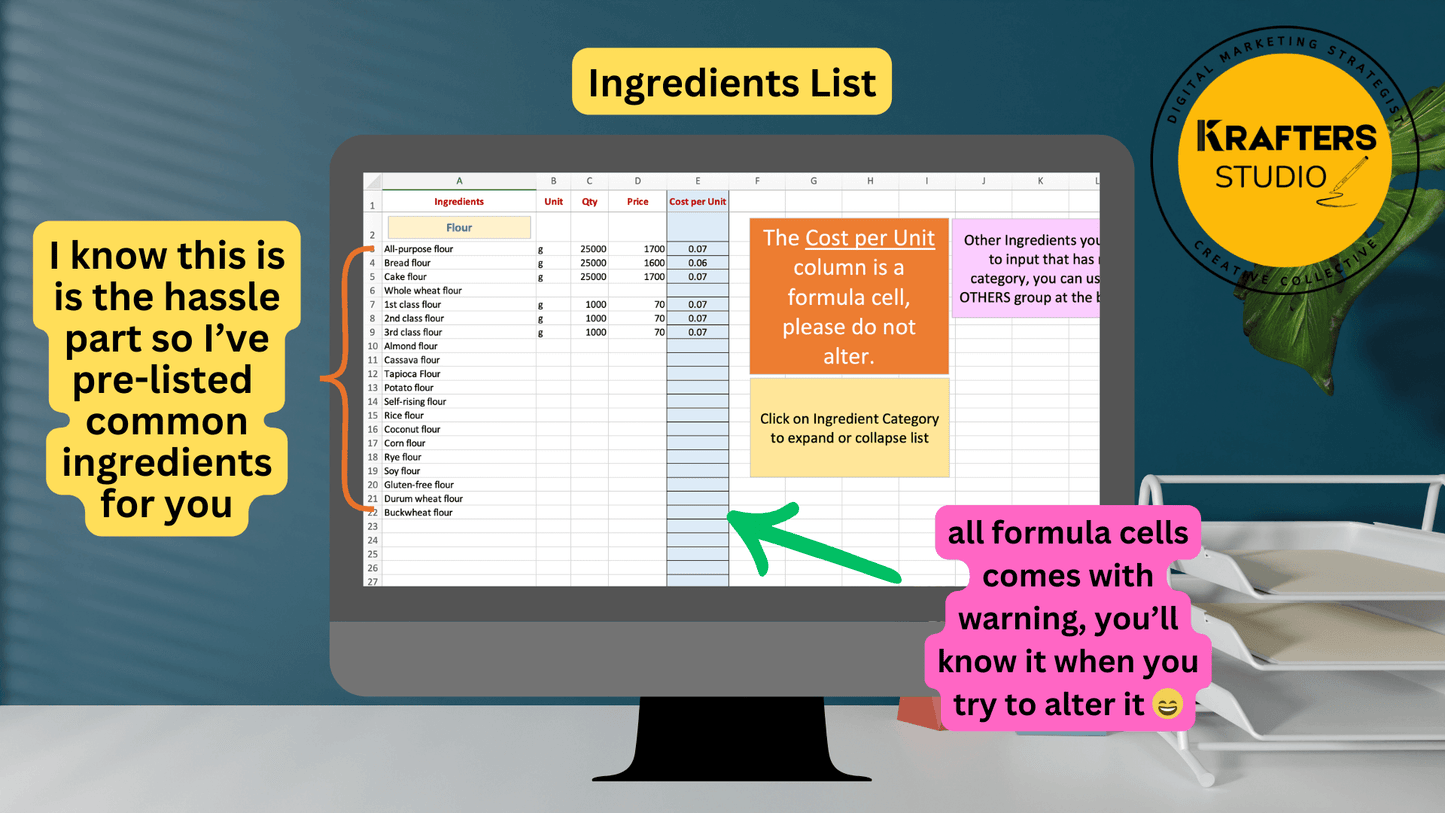 Recipe Costing Calculator for Food Business Excel Edition
