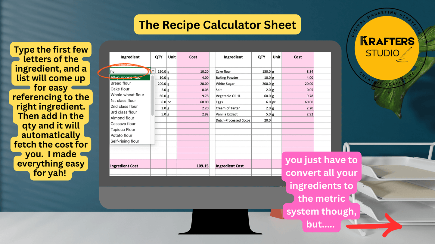 Recipe Costing Calculator for Food Business Excel Edition