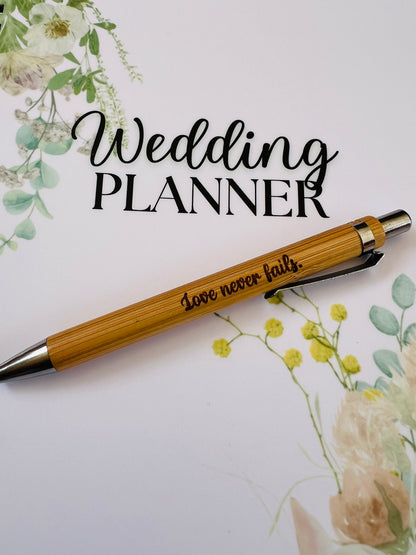 160-Page Wedding Planner - Comprehensive Free Laser Engraved Pen
