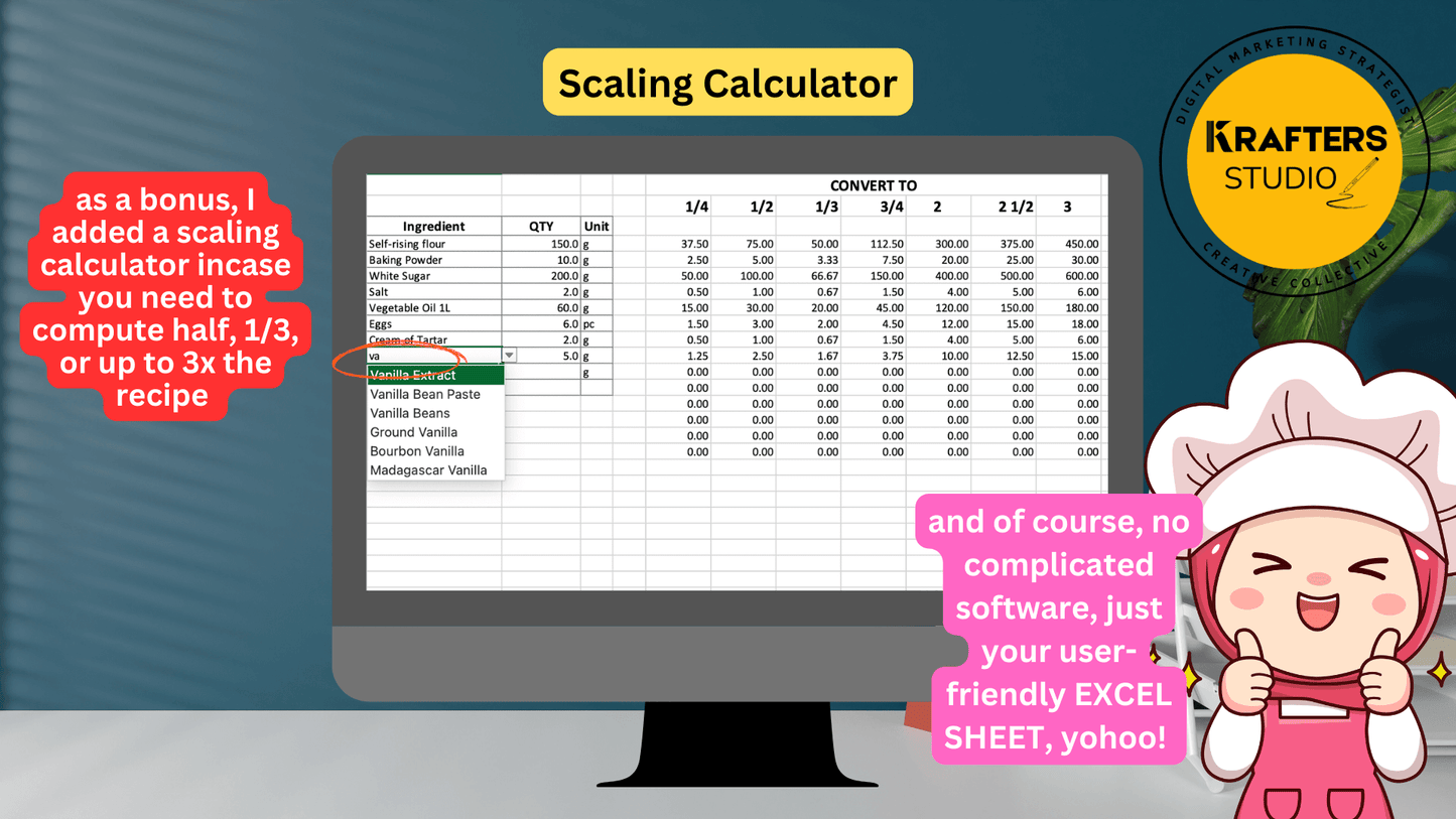 Recipe Costing Calculator for Food Business Excel Edition